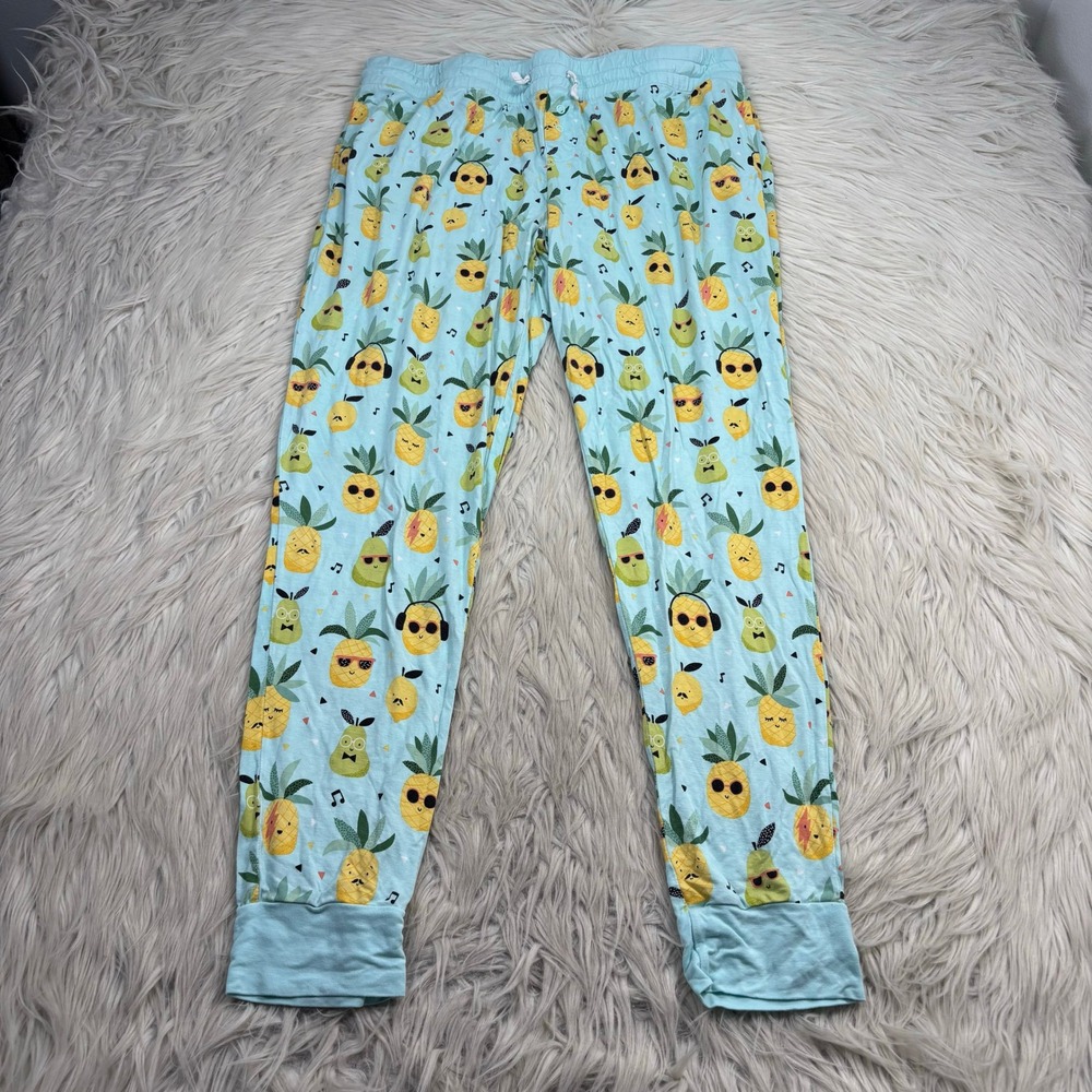 Little Sleepoes Women's L Fruit Print Pajama Pants Bamboo Pineapple Pears Lemons